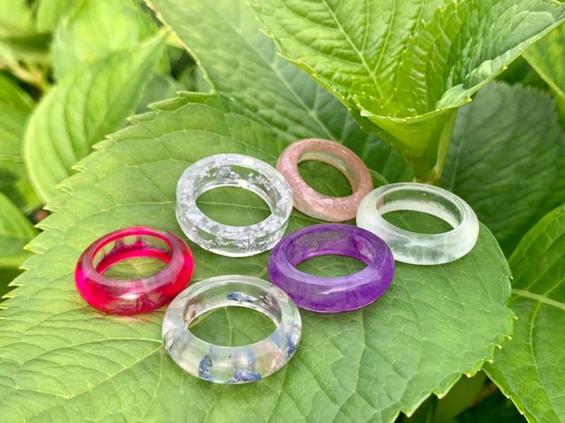 Ringe Aus Resin Epoxidharz Rosa Lila Pink Echte Blümchen von ellsandemms