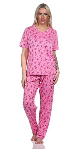 Damen Pyjama Lange-Hose mit Kurzarm-Shirt Schlafanzug; Pink/XL von eloModa