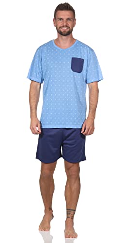 Herren Pyjama Short und T-Shirt Schlafanzug, Blau/L von eloModa