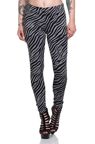 eloModa Damen Basic Leggings, Zebra, Grau-Schwarz/S/36 von eloModa