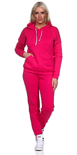 EloModa Damen Jogginganzug Freizeitanzug mit Kapuzenpullover; Pink L/40 von EloModa
