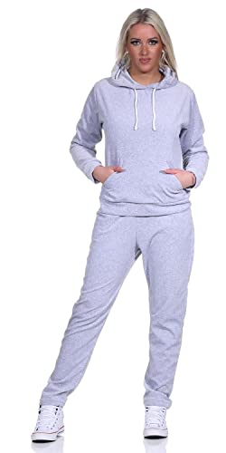 eloModa Damen Nicki Jogginganzug Freizeitanzug Kapuzenpullover; Graumeliert L/40 von eloModa