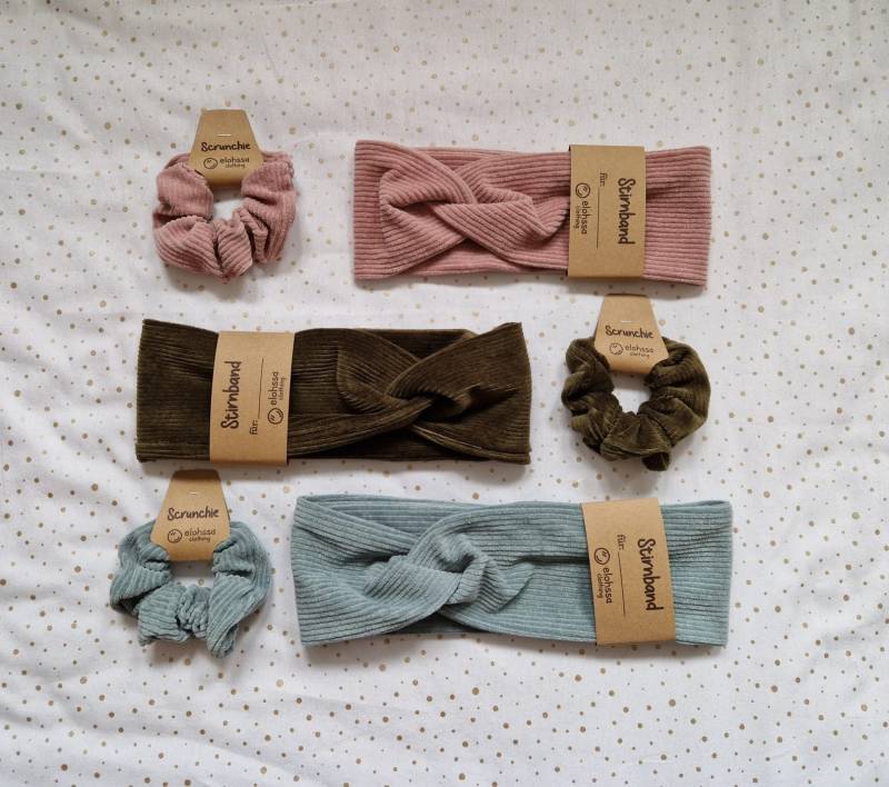 Stirnband Mit Passenden Scrunchie 3 Verschiedene Farben Aus Weichen Cord Stoff Stirnband Mit Passenden Scrunchie 3 Verschiedene Farben Aus Weichen Cord Stoff von elohssaclothing