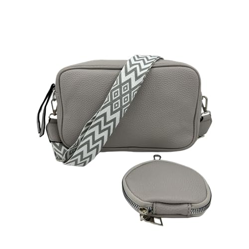 Elrozo Damentasche Umhängetasche Inklusive Portemonnaie Crossbody Bag Damen Handtasche Schultertasche Cross Body Leder Imitat Kunstleder (L.Grau Hell Grau) von elrozo