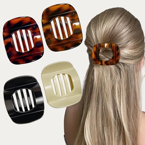 elzle Flache Haarklammern für FrFauen Mädchen, runde abgelegte Haarspange für dicke, dünne, gebogene Designs starker Halt, leicht zu tragen, gebogene Haarspangen von elzle