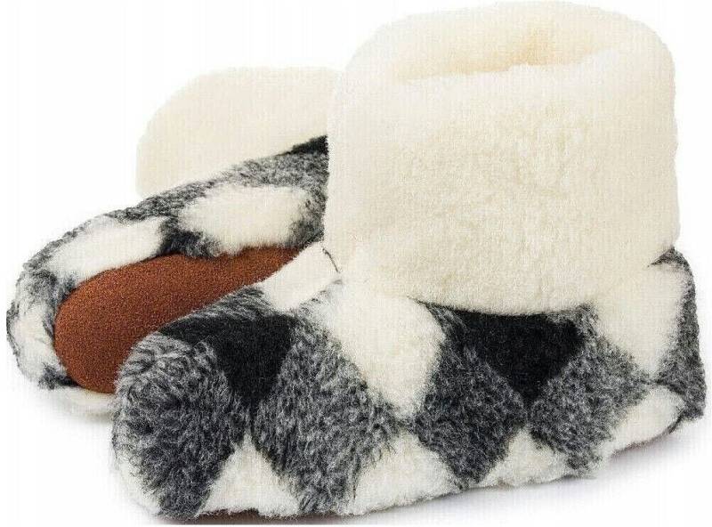 em-ka Damen Herren Hüttenschuhe Schafwolle Winter Warme Wollsocke Hausschuhe Hausschuh Füßwärmer-Naturprodukt von em-ka