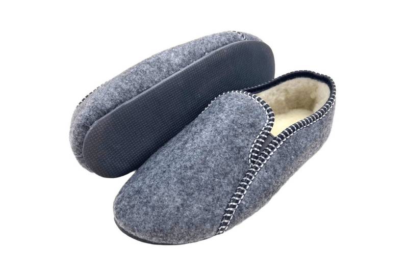 em-ka Herren Filz Fell Hausschuhe gefüttert Winter Pantoffeln Schafwolle Hausschuh Federleichte warme Hüttenschuhe mit Lamwolle von em-ka