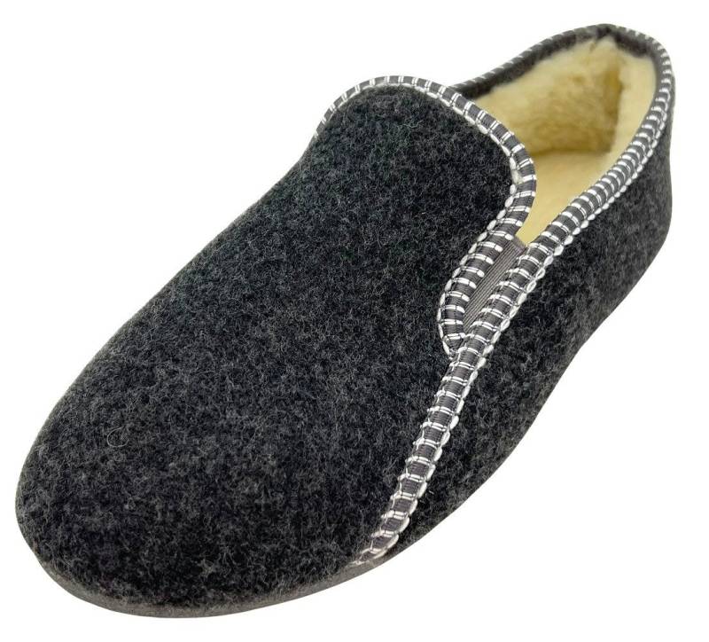 em-ka Herren Filz Fell Hausschuhe gefüttert Winter Pantoffeln Schafwolle Hausschuh Federleichte warme Hüttenschuhe mit Lamwolle von em-ka