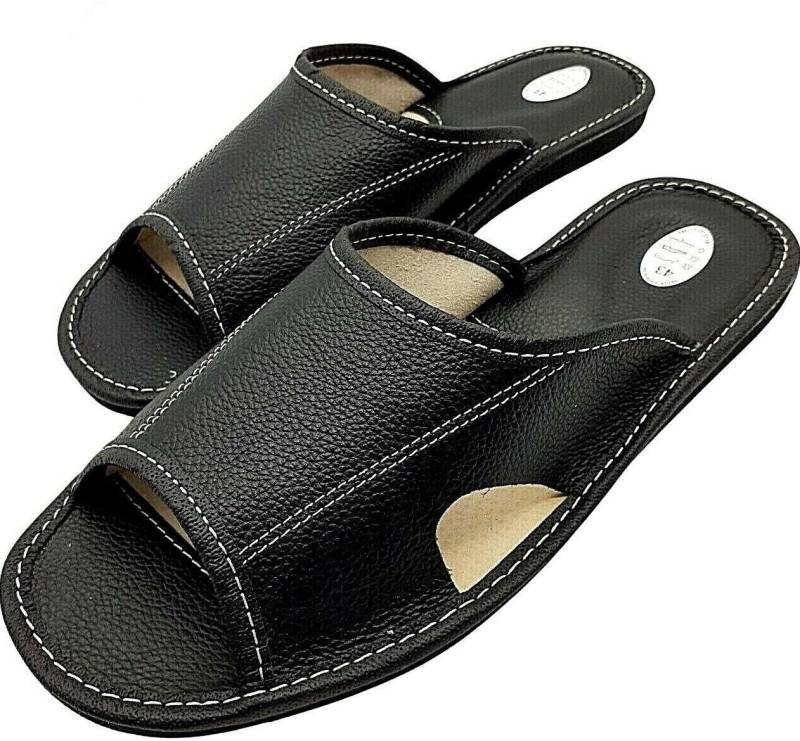 em-ka Herren Leder Echtleder Hausschuhe Pantoffeln Latschen Pantolette Hausschuh von em-ka