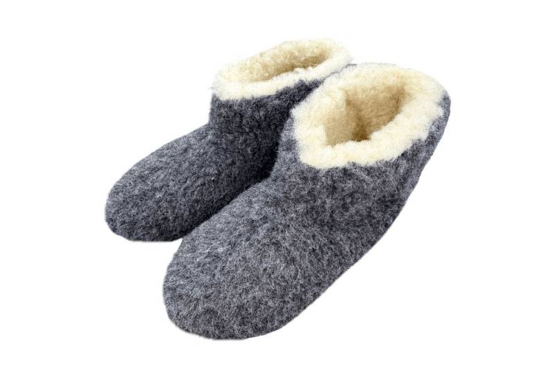 em-ka Hüttenschuhe Schurwolle Lammwolle Winter Warme Wollsocke Hausschuhe Hausschuh Füßwarmer für Damen und Herren Naturprodukt aus Schafwolle von em-ka