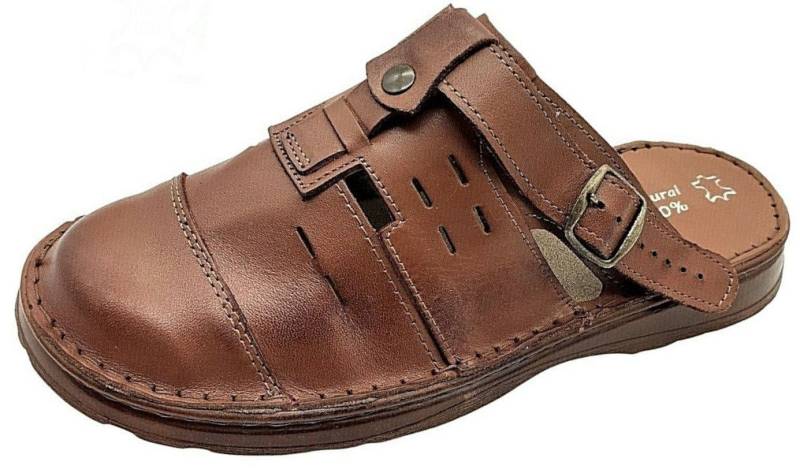 em-ka Leder Herren Sandalen Pantolette Clogs Ledersandalen Hausschuhe Sandale aus echtem Leder von em-ka