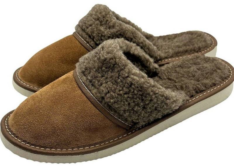 em-ka Leder Winter warme Hausschuhe Hüttenschuhe Pantoffeln Schafwolle Hausschuh Damen von em-ka