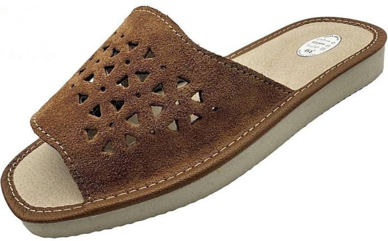 em-ka Sommer Damen Leder Veloursleder Hausschuhe Pantoletten Pantoffeln Hausschuh EVA Sohle von em-ka