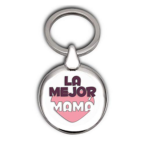 Silberner Schlüsselanhänger aus Metall - Muttertag - Digitaldruck mit Crystal Dome - Samtbeutel im Lieferumfang enthalten., Die beste Mama von Emblemarket