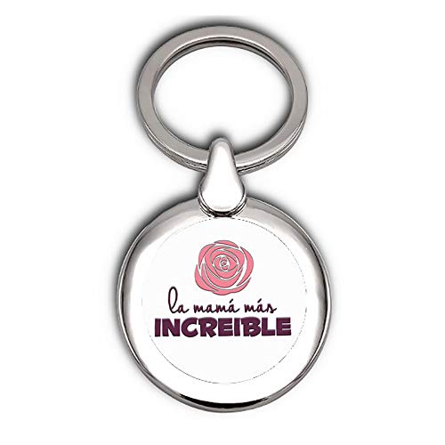 Silberner Schlüsselanhänger aus Metall - Muttertag - Digitaldruck mit Crystal Dome - Samtbeutel im Lieferumfang enthalten., Die unglaublichste Mama von Emblemarket