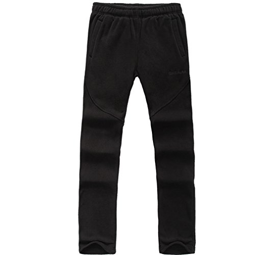 emansmoer Herren Outdoor Thermisch Fleecehose Komfort Weich Warm Winter Sport Camping Wandern Hosen Fleece Casual Jogginghose (X-Large, Schwarz) von emansmoer