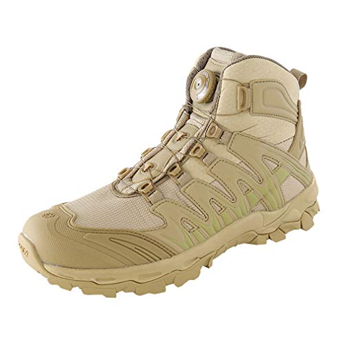 emansmoer Herren Wasserdicht Atmungsaktiv Outdoor Sport Klettern Wandern Trekking Stiefel High-top Armee Combat Schuhe (45 EU, Khaki) von emansmoer