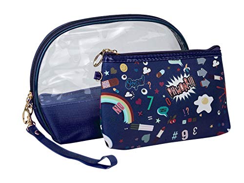 Emartbuy Kosmetische Reiseutensilien 2 Stück Wasserdicht Transparente Schminktasche Kulturbeutel Organizer waschen Aufbewahrungsbeutel-Kit - Blau Gedruckt Emartbuy Kosmetische Reiseutensilien 2 Stück Wasserdicht Transparente Schminktasche Kulturbeutel Organizer waschen Aufbewahrungsbeutel-Kit - Blau Gedruckt von emartbuy