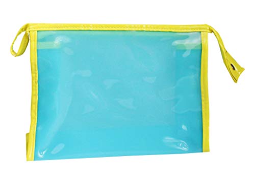Emartbuy Kosmetische Reiseutensilien Wasserdicht Transparente Kosmetiktasche Kulturbeutel Organizer waschen Aufbewahrungsbeutel-Kit - Blau Transparent mit Gelb Trimmen von emartbuy
