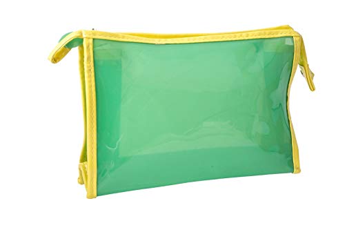 Emartbuy Kosmetische Reiseutensilien Wasserdicht Transparente Kosmetiktasche Kulturbeutel Organizer waschen Aufbewahrungsbeutel-Kit - Grün Transparent mit Gelb Trimmen von emartbuy