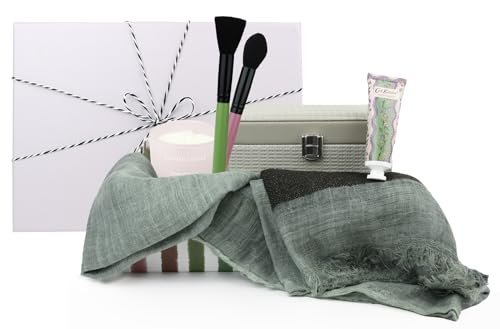 Luxuriöser selbstpflegender Geschenkkorb, Spa-Kerze, Schal, Make-up-Pinsel und Handcreme-Set ✨ Perfektes Entspannungsgeschenk für Sie von emartbuy