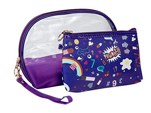 emartbuy Kosmetische Reiseutensilien 2 Stück Wasserdicht Transparente Schminktasche Kulturbeutel Organizer waschen Aufbewahrungsbeutel-Kit - Gedruckt Lila von emartbuy