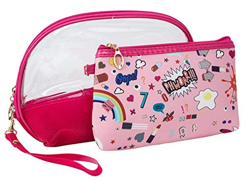 emartbuy Kosmetische Reiseutensilien 2 Stück Wasserdicht Transparente Schminktasche Kulturbeutel Organizer waschen Aufbewahrungsbeutel-Kit - Gedrucktes Rosa emartbuy Kosmetische Reiseutensilien 2 Stück Wasserdicht Transparente Schminktasche Kulturbeutel Organizer waschen Aufbewahrungsbeutel-Kit - Gedrucktes Rosa von emartbuy