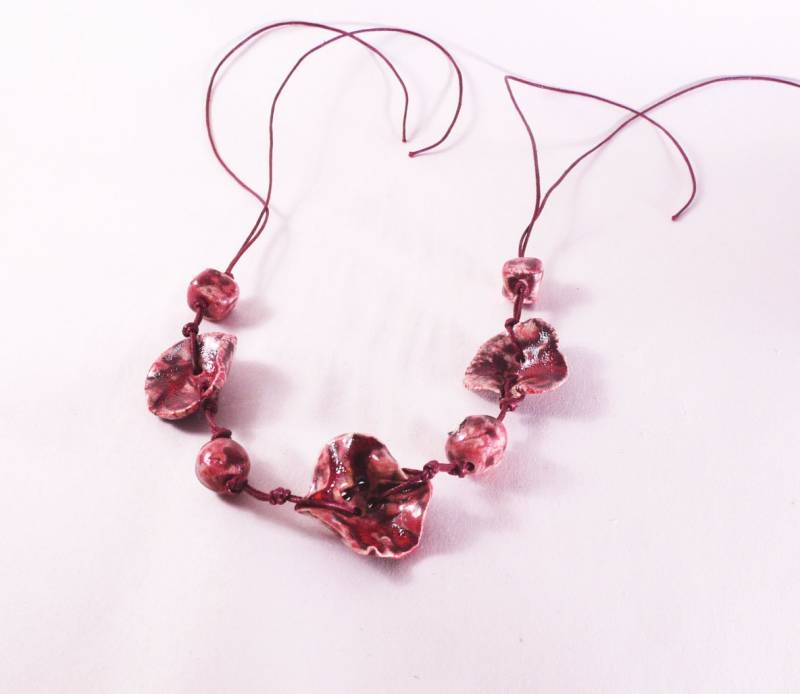 Handgemachter Schmuck, Blumen Anhänger, Ohrhängern Rote Mohn Halskette, Embeceramics von embeCeramics