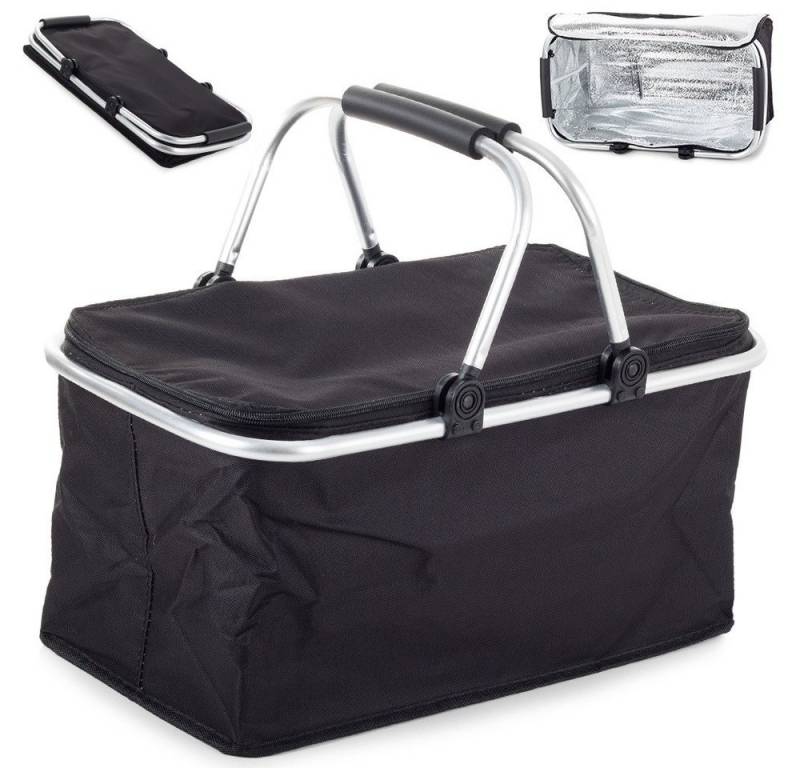 emeco Picknicktasche Alu Einkaufskorb Faltbar Picknick Korb Shoper Thermo-Picknickkorb Schw von emeco