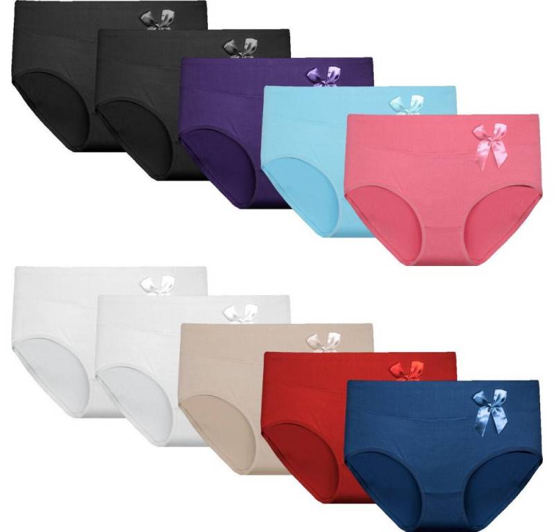 emeco Slip 5er Damen Slips Unterhosen Baumwolle Panty Unterwäsche 9033 Schleife von emeco