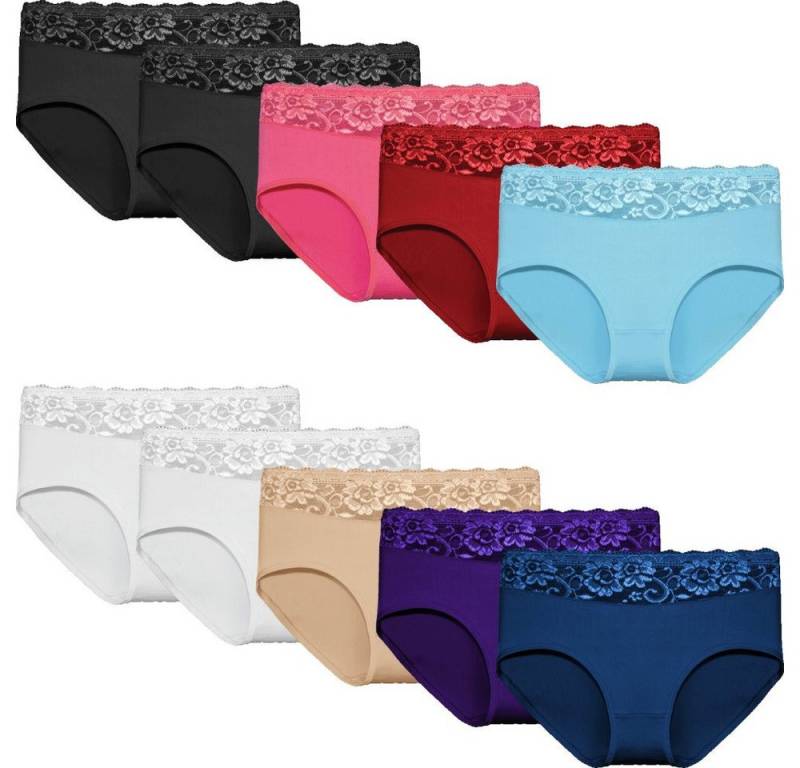 emeco Slip 5er Damen Slips Unterhosen Baumwolle Panty Unterwäsche Spitze 9060 (5-St) von emeco