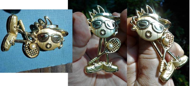 Sale 1 Gelenk Tennisspieler Brosche Sie Wirklich Bewegt. Kopf Hat Verschluss & Körper Schwingt Zum Angriffsball. Verbunden 24.90 von emenow