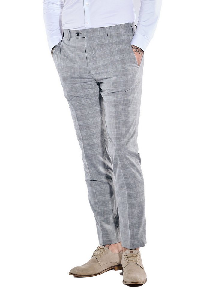 emilio adani Anzughose emilio adani Herren Anzug-Hose kariert, Silbergrau von emilio adani
