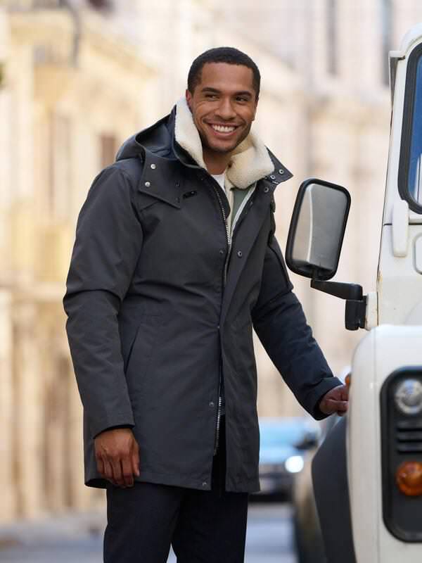 emilio adani Herren 2 in 1 Jacke mit Funktion Grau regular uni Kapuze von emilio adani