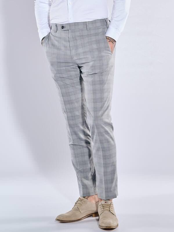 emilio adani Herren Anzug-Hose kariert Grau slim fit gemustert von emilio adani