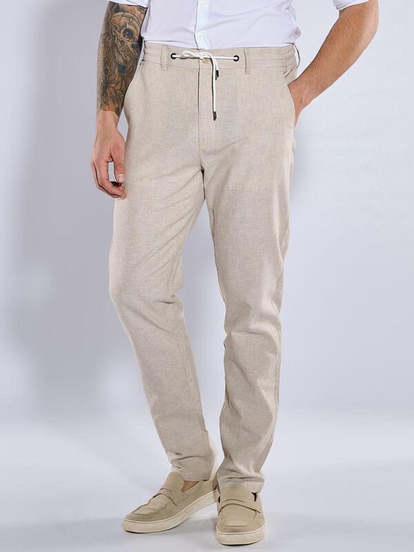 emilio adani Herren Anzug-Hose slim fit beige gestreift von emilio adani