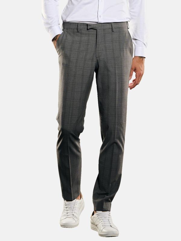 emilio adani Herren Anzug-Hose slim fit grau kariert von emilio adani