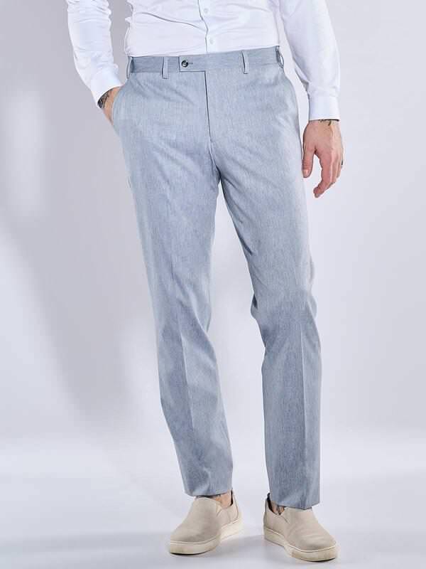 emilio adani Herren Anzug-Hose strukturiert Blau slim fit uni von emilio adani