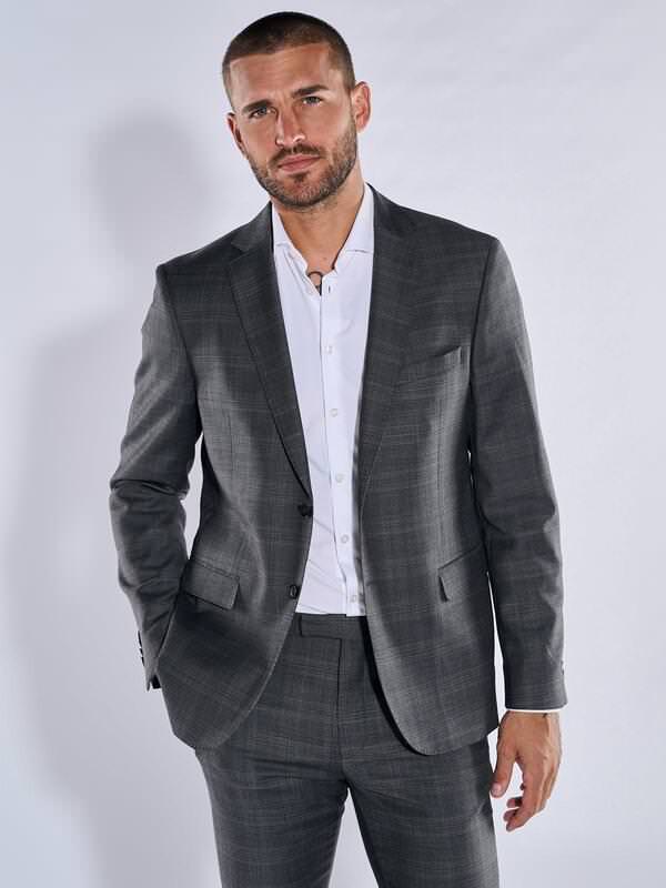 emilio adani Herren Anzug-Sakko slim fit Grau kariert von emilio adani