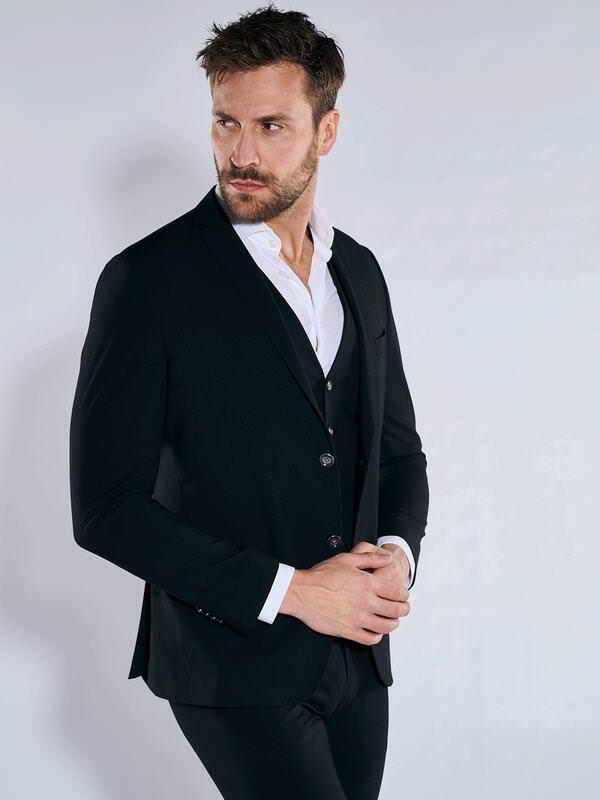 emilio adani Herren Anzug-Sakko slim fit Schwarz uni von emilio adani