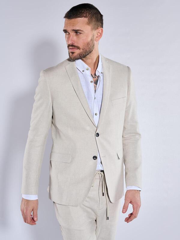 emilio adani Herren Anzug-Sakko slim fit beige uni von emilio adani