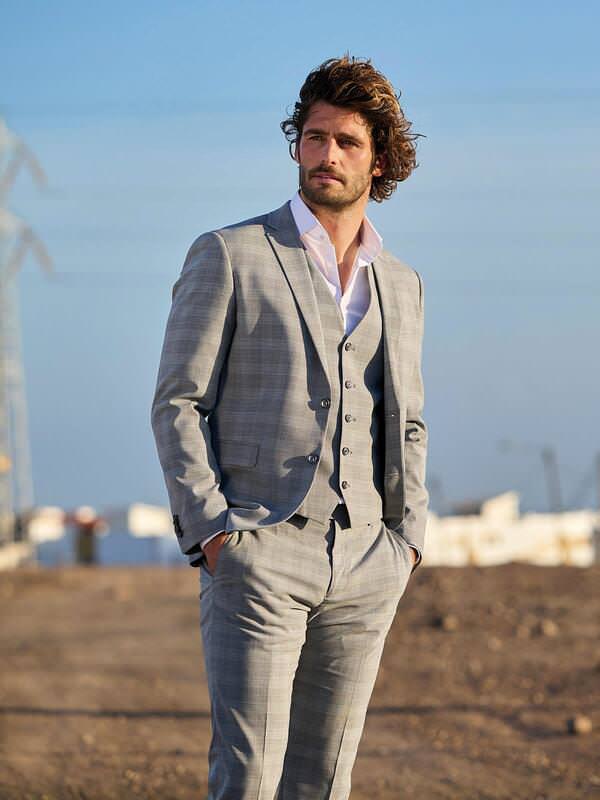 emilio adani Herren Anzug-Sakko slim fit grau gemustert von emilio adani