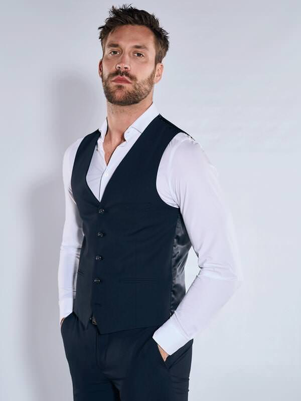 emilio adani Herren Anzug-Weste slim fit blau uni emilio adani Herren Anzug-Weste slim fit blau uni von emilio adani
