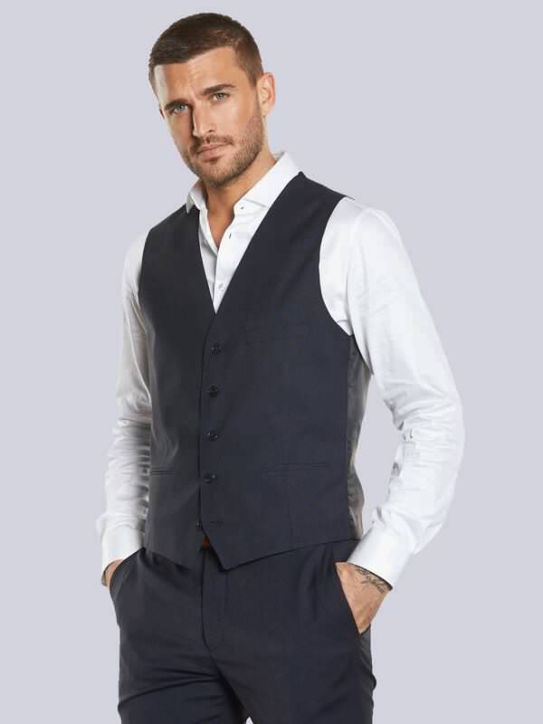 emilio adani Herren Anzug-Weste slim fit blau uni emilio adani Herren Anzug-Weste slim fit blau uni von emilio adani