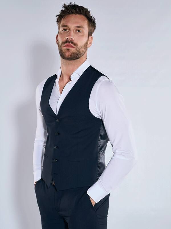 emilio adani Herren Anzug-Weste slim fit Blau uni von emilio adani