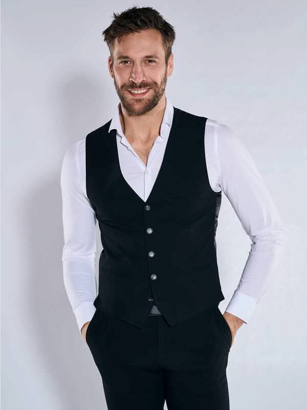 emilio adani Herren Anzug-Weste slim fit Schwarz uni von emilio adani