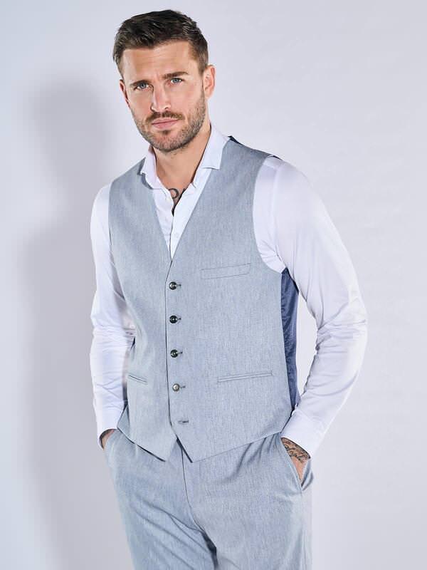 emilio adani Herren Anzug-Weste slim fit Blau uni von emilio adani