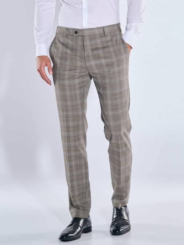 emilio adani Herren Anzughose aus Hightechgewebe Grau slim fit kariert von emilio adani