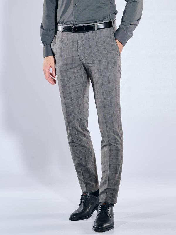 emilio adani Herren Anzughose slim fit Grau kariert von emilio adani