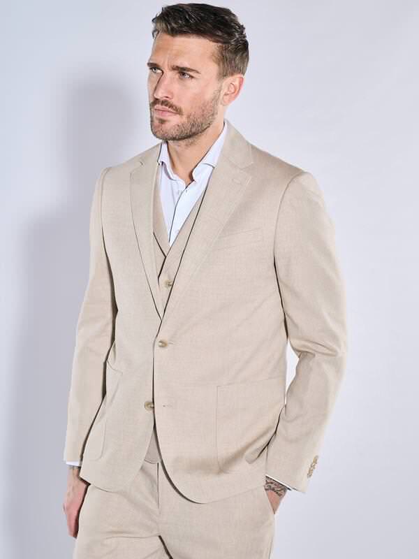 emilio adani Herren Anzug-Sakko slim fit Beige uni von emilio adani